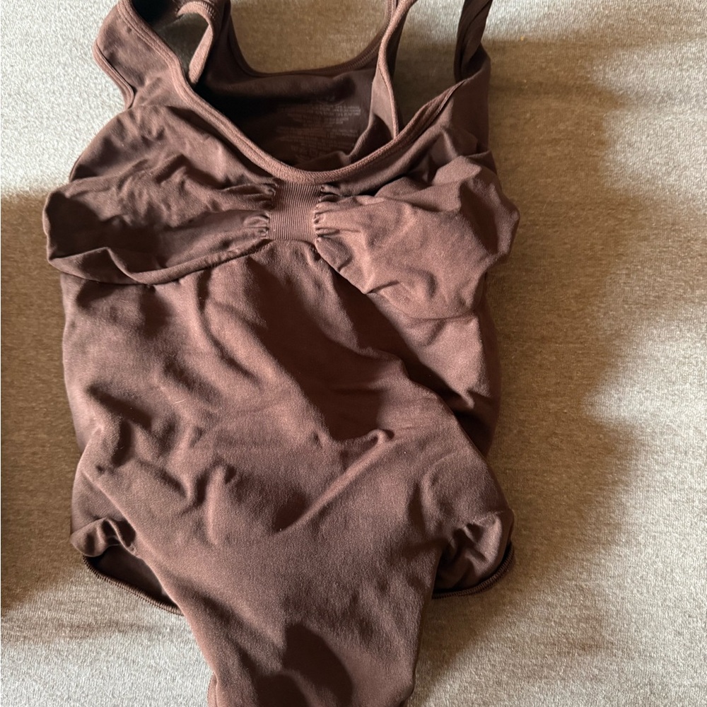 SKIMS Brown Bodysuit One Piece with Elegant Scoop Neckline
